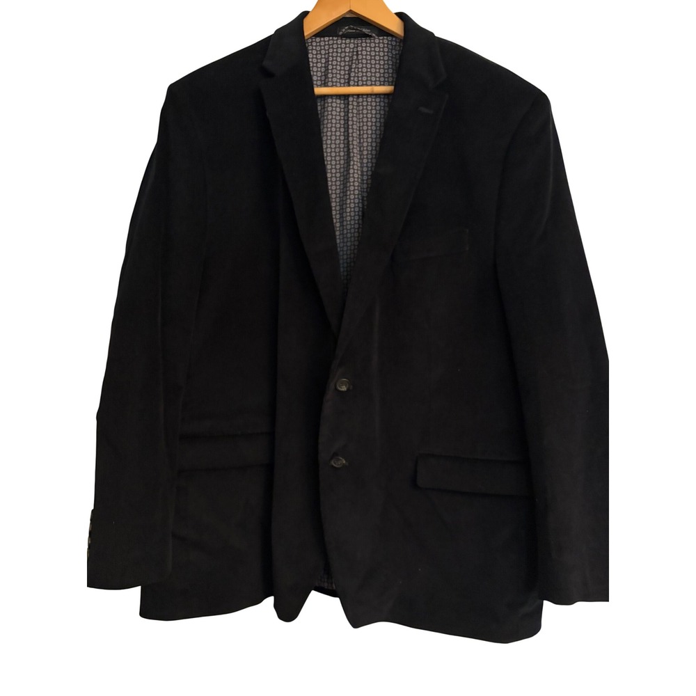 Chaps Corduroy Blazer 50R Black Academic, Classic, Preppy, Elbow Patches, Cotton